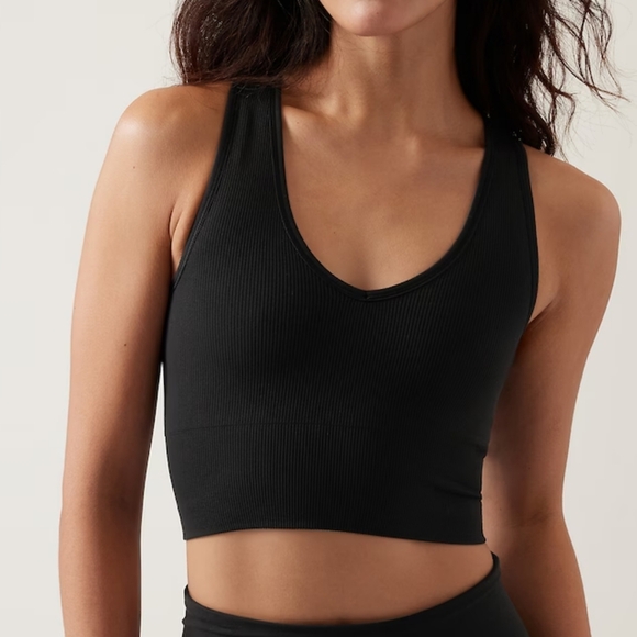 ATHLETA TOP AURORA SEAMLESS CROP RIB TANK Black XL Xtra Large - Picture 8 of 10